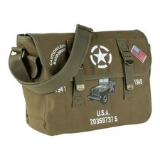 US Army Themed Willys Jeep Canvas Shoulder Bag - Olive Drab- WW2- Cotton Canvas