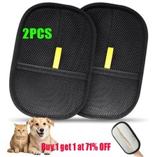 2x Electrostatic Pet Hair Removal Gloves Brush , Double-sided Pet Grooming Glove
