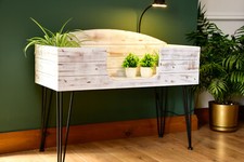 3ft Open Top Tortoise Table with Glass Window on Hairpin Legs