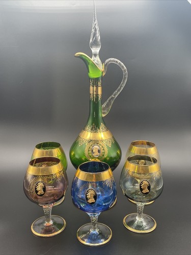 Vintage glass cameo decanter - vintage, /