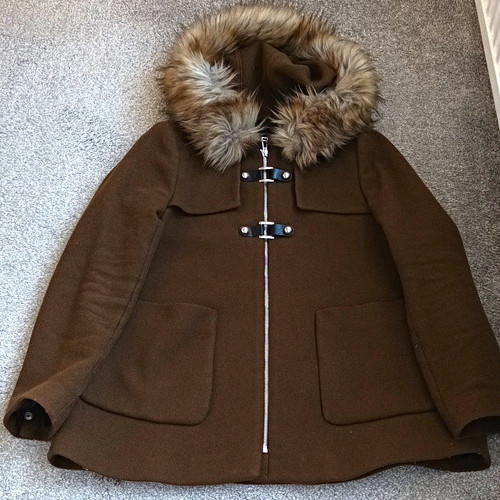 Zara woman brown hooded - hooded, wool