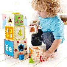 Hape Pyramid of Play Wooden Toddler Wooden Nesting Blocks Set