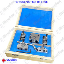 T37 QUICKCHANGE TOOLPOST 5 PIECE SET FITS LATHE SUPER 7 ML7 BLUE WOODEN BOX