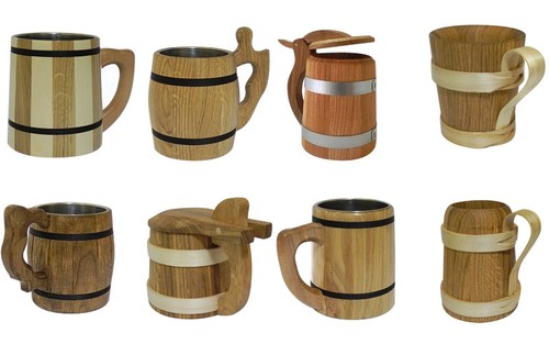 Wooden oak beer mug cup - oak,
