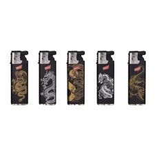 5 X PROF 3D Effect Tiger & Dragon Turbo Jet Flame Windproof Refillable Lighters