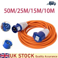 50M-10M Heavy Duty Hook Up Caravan Cable Camping 16Amp Mains Extension UK Plug