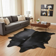 BLACK LARGE Cowhide Rug