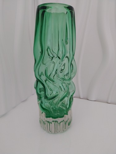 Czech art green glass - czech, vase