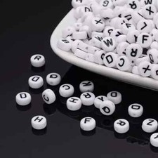 100pcs Alphabet Letter Beads A–Z Mixed – White Acrylic Beads for DIY Bracelets,