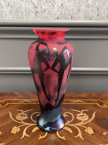 Okra cameo glass vase fire - glass, ,