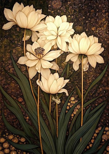 Long stems mint decoupage - |,