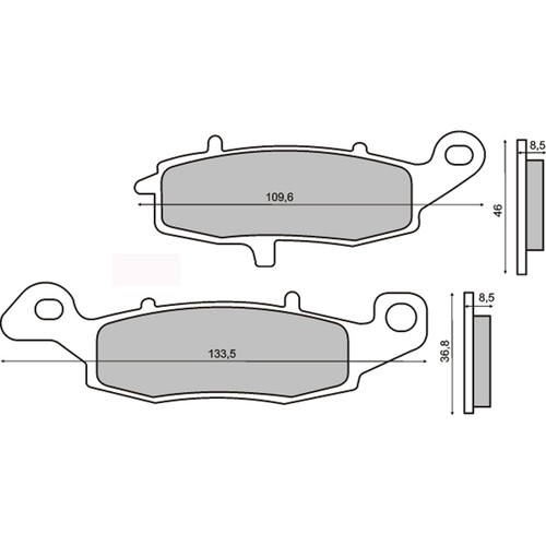 Pair sintered brake pads - sintered,