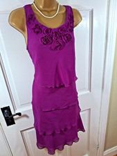 Kate Cooper Pink Beaded Tiered Applique Floral Dress, UK 12, New Without Tags