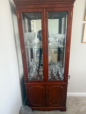 Yew wood display cabinet