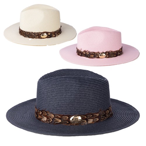 Ladies paper feather panama - feather,