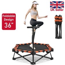 Trampoline Foldable Fitness Jumper Rebounder Bouncer Excercise Gym W/handbar 36"
