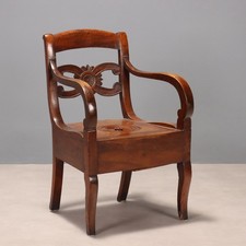Antique Chair Louis Philippe Walnut Commode Seat XIX Century Original