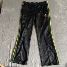 Adidas Chile 62 Rasta Tracksuit Bottoms Mens W36-40 L32 Black Shiny Wet Look