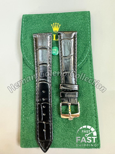 Rolex black crocodile - black, leather