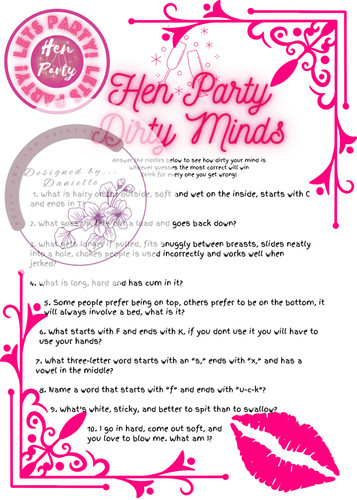 Hen party dirty minds game - party,