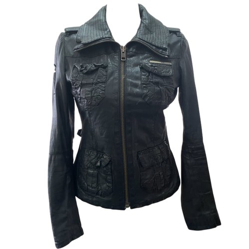 Superdry black leather jacket - black,