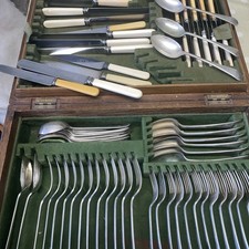 antique Boxed Mixed hallmarked 2 Tier Cutlery Sets Large Quantity