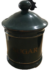 VINTAGE HORNSEA REGENCY Sugar Storage Container Jar Green Gilt Edged