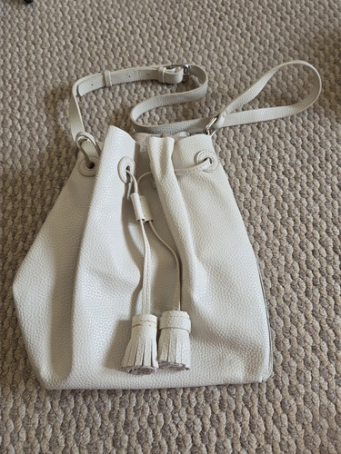 Zara ivory faux leather bucket - ivory,