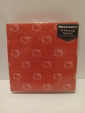 Sanrio Hello Kitty Red 40ct  Beverage Cocktail Paper Napkins 10in X 10in