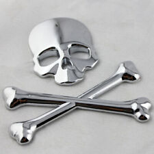 Car Sticker Accessories Metal Skull Head Bone Logo Emblem Sticker Decal Silver 