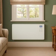 electriq 2000W Smart Designer Glass Panel Heater - Wall Mountable & Bathroom Saf