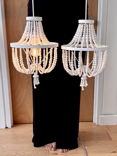 Pair white wooden - of, boho