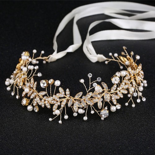 Pearl crystal bridal hairbands - pearl,