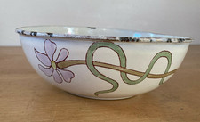 Antique Art Nouveau France Enamelled Sheet Metal Bowl Arabesque Floral Decor 1900