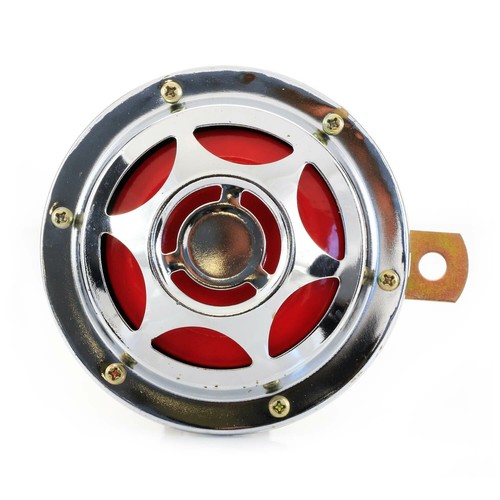 12v chrome red metal klaxon - chrome,