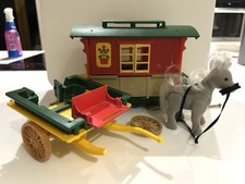 Rare Vintage Sylvanian Gypsy Caravan, Horse & Farmer’s Cart