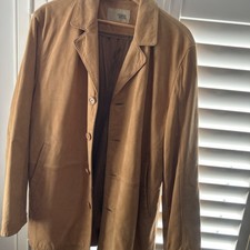 Mens camel Active Real Leather Button Jacket,Mustard Colour,size 38UK