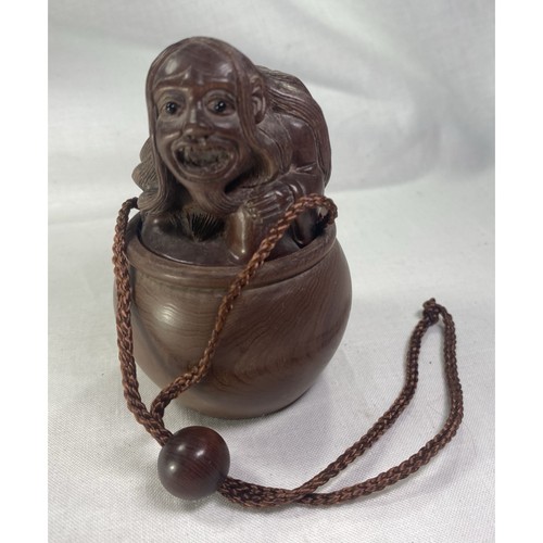 Japanese wooden inro oni - japanese,