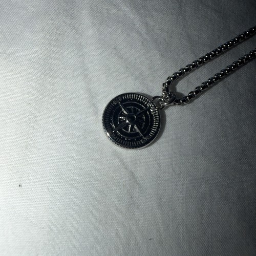 Silver compass pendant - silver,