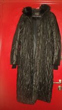 CREENSTONE BLACK QUILTED COAT HOODED*REAL FUR *EU40*UK12*US8