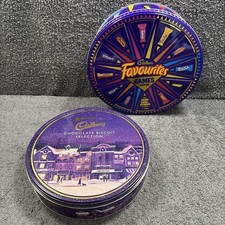 2 Christmas Collectable Biscuit Tin - Cadburys / Favourites + Game Edition