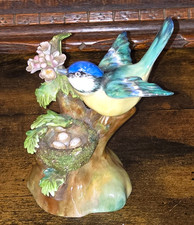 Crown Staffordshire Tom Tit with Nest & Eggs No.56 Rare Matt Model by J.T Jones