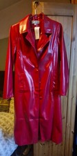 brand new red pvc longline mac