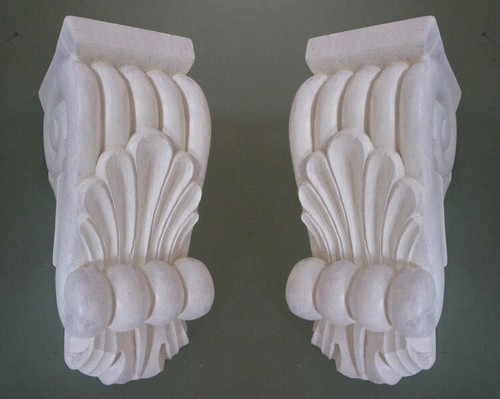 Pair wood fireplace corbels - pair, of