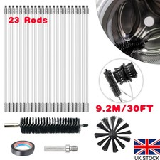 27x Chimney Sweep Kit Fireplaces Pipes Sweeping Brush & Rod Soot Cleaning Rods