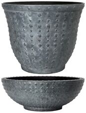 Concrete Grey Small Large Plant Pot Outdoor Garden Round Plastic Bowl Planter