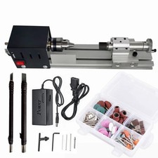110V-240V Mini Wood Lathe Machine Speed Adjustable Rotary Set Grinding Tool Kit
