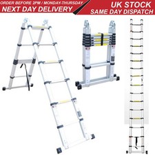 Telescopic Double Sided Combination Ladder 3.8m Max Height 183cm Step Ladder