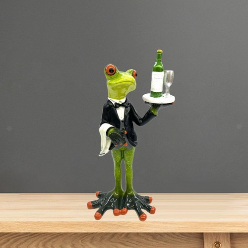 Waiter frog statue tabletop - frog,