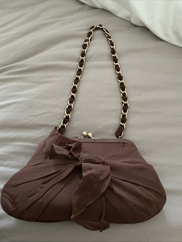 Brown chiffon evening - evening, bag